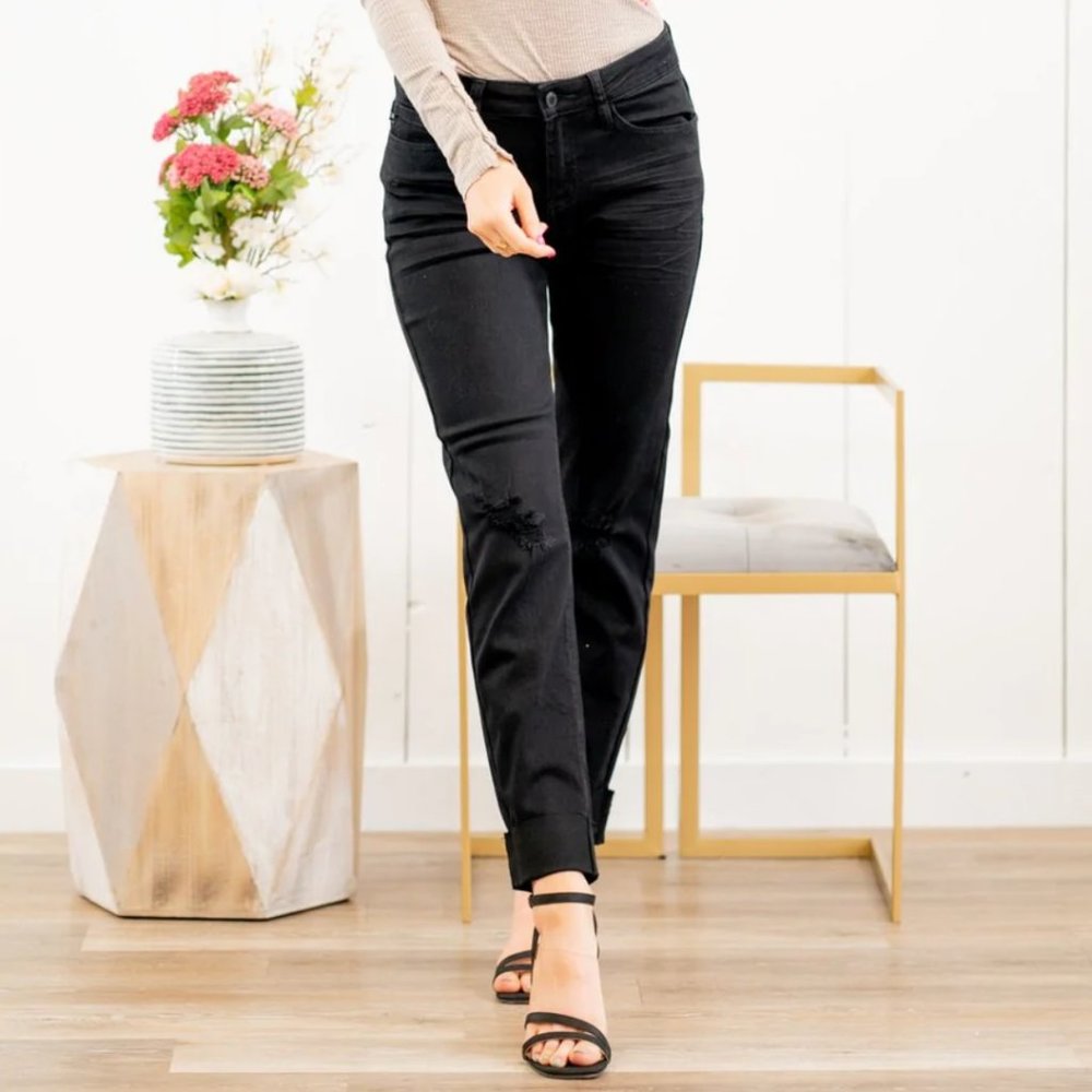 NWT Judy Blue Slim Fit High Rise Black Denim Jeans Size 26 - Picture 2 of 13